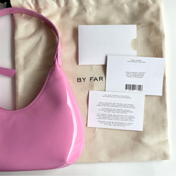 NEW BY FAR Baby Amber Patent Leather Shoulder Bag in Flamingo Pink - Picture 8 of 16